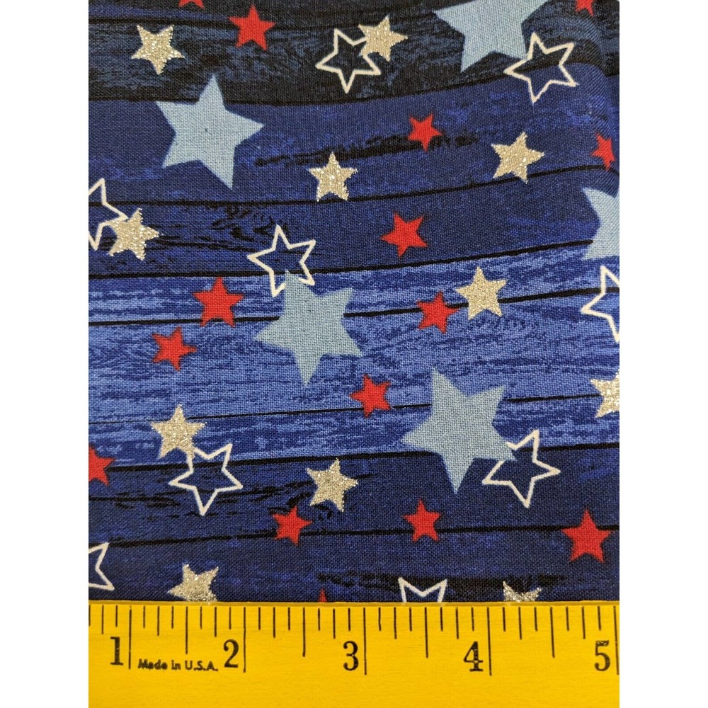 1 yard SUPER STARS WOOD blue Silver Fabric Tradition Quilt Craft Crafting DIY